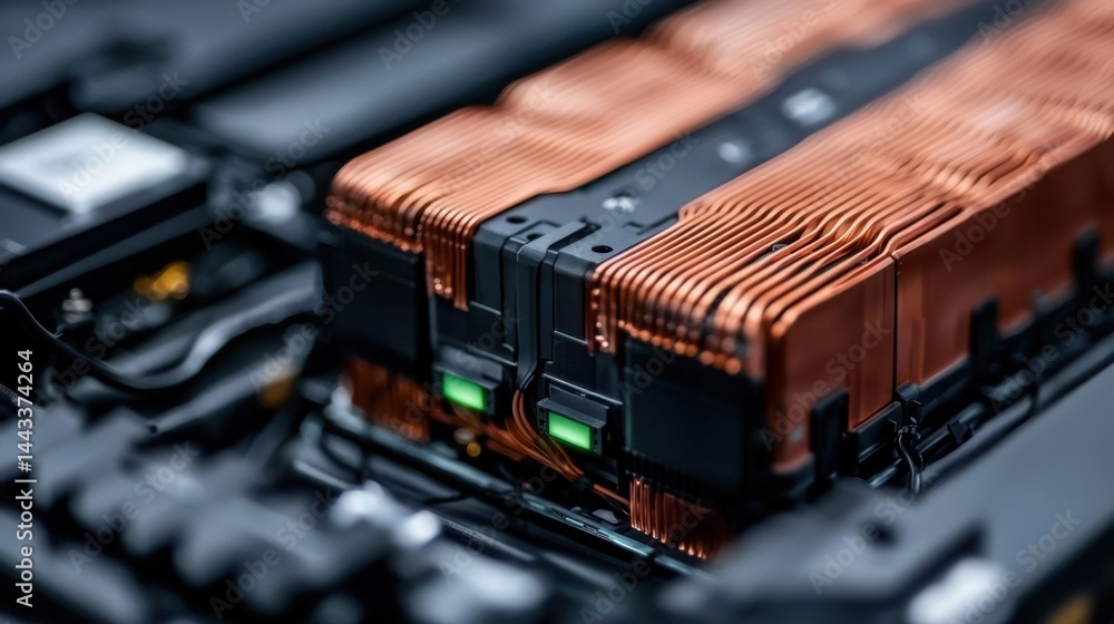 Rare earth renewable energy Concept, Close-Up of Cutting Edge Electric Vehicle Battery Technology with Detail and Precision in Design