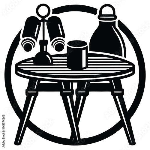 Water Bottle and Flask Canteen, thermos, collapsible water container Vector silhouette