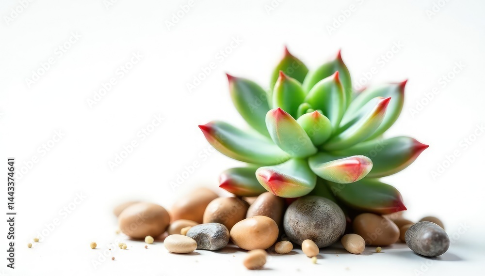 Fototapeta premium Tiny succulent plant isolated on white background, botanical, flowers