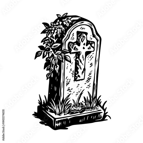 A sketchy style illustration showing tombstone