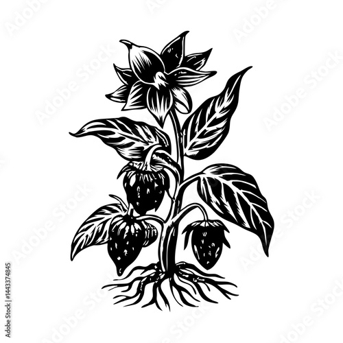 A vintage style illustration of poisonous plant