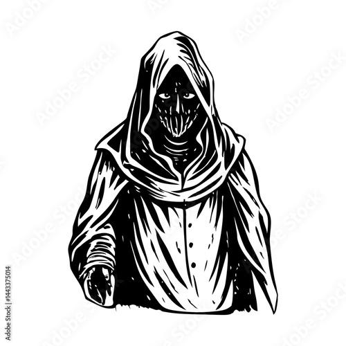 Shadowy figure illustration in vintage style
