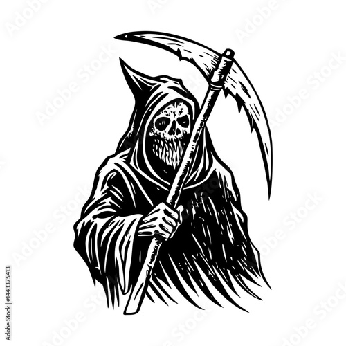 Grim reaper illustration in vintage style