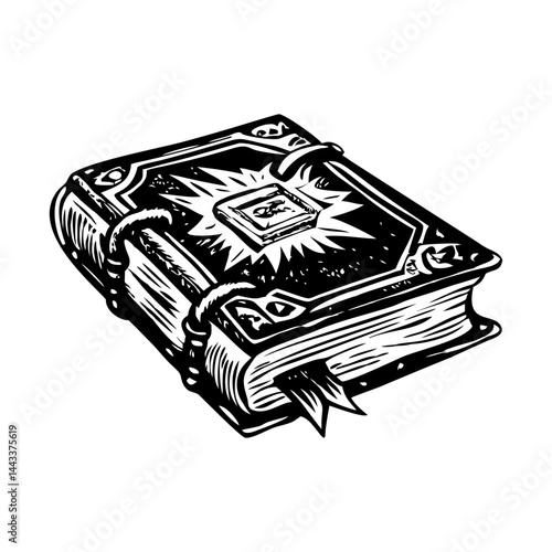 Magic book illustration showing in vintage style