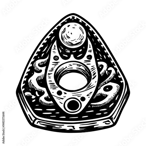 A vintage style illustration showing ouija board