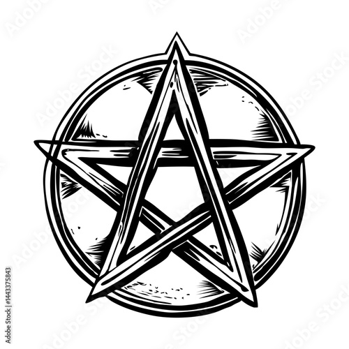 A sketchy style illustration showing pentagram