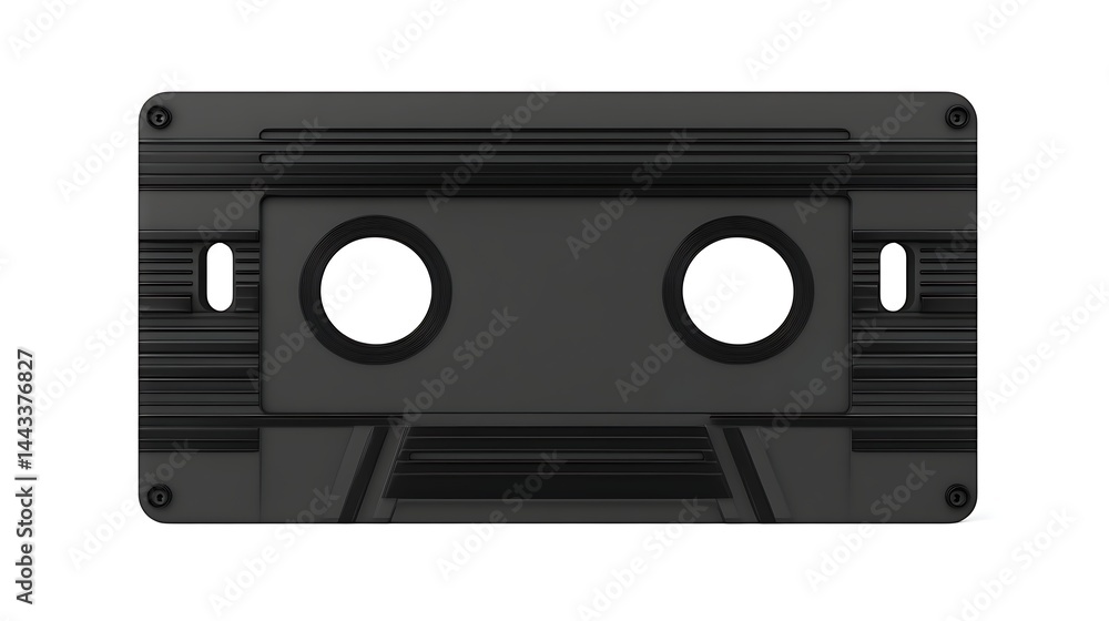 Fototapeta premium Isolated black cassette tape design with white background