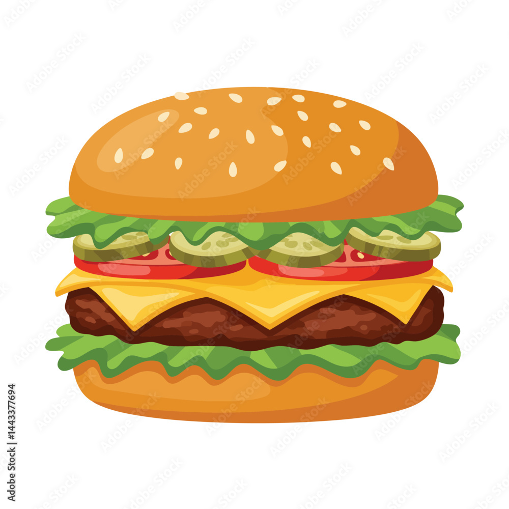 2D flat vector illustration hamburger isolated on a white background. 2D flat vector illustration hamburger isolated on a white background.