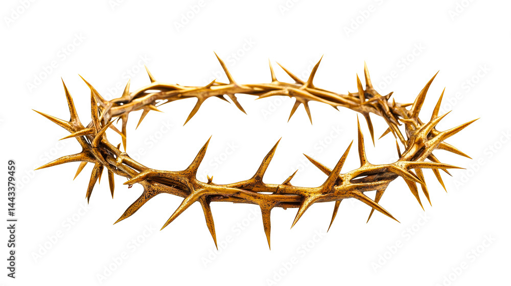Obraz premium Golden thorn crown detail, cut out transparent