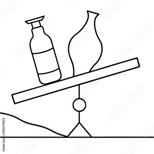Water Bottle and Flask Canteen, thermos, collapsible water container Vector silhouette line art