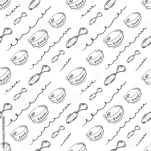 kitchen utensil pattern. kitchenware seamless pattern. doodle kitchen background