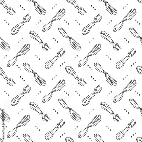 kitchen utensil pattern. kitchenware seamless pattern. doodle kitchen background