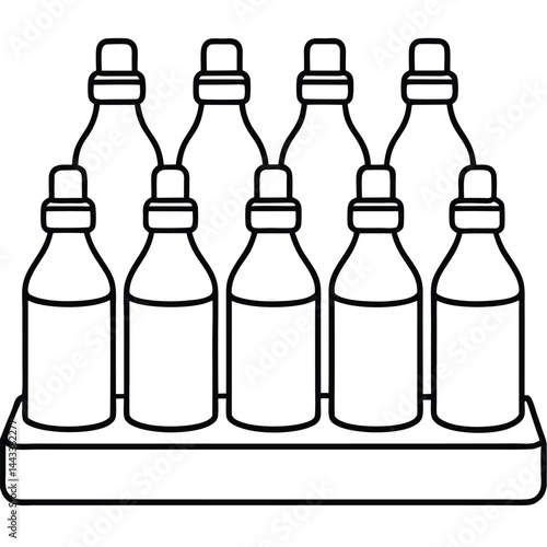 Water Bottle and Flask Canteen, thermos, collapsible water container Vector silhouette line art 