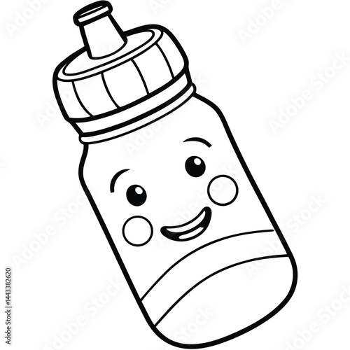 Water Bottle and Flask Canteen, thermos, collapsible water container Vector silhouette line art 