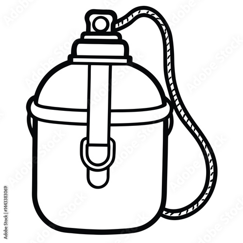 Water Bottle and Flask Canteen, thermos, collapsible water container Vector silhouette