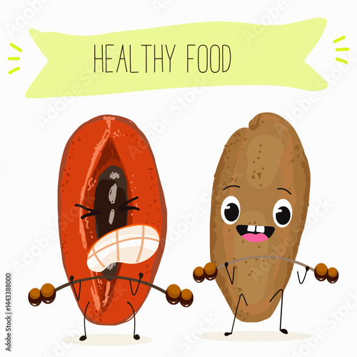 Mamey, mammea, mammee fruit. Natural vitamin antioxidant detox food collection. Vector hand drawn illistration.