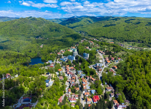 Sovata resort - Romania seen from above in summer