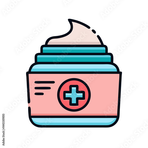 Topical Cream Jar with Medical Label Icon — Skincare, Medicine, Healthcare Symbol