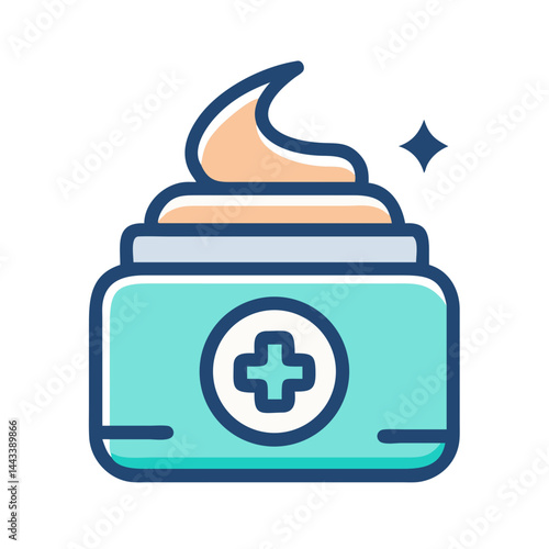 Topical Cream Jar with Medical Label Icon — Skincare, Medicine, Healthcare Symbol