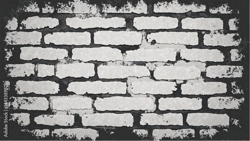 Black and white tone Brick wall background. A black and white brick wall texture with a grungy, distressed look. 
