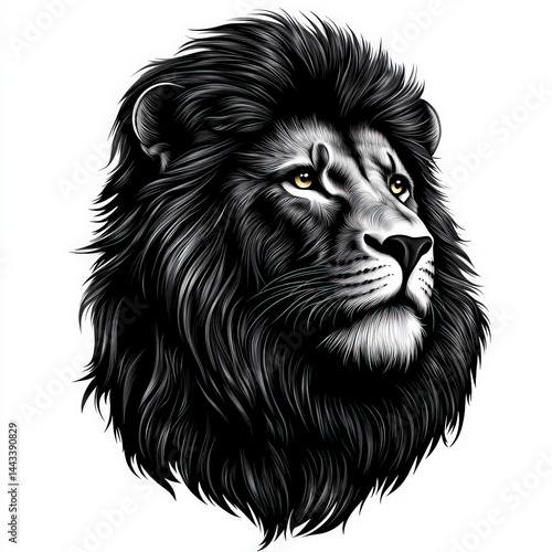 lion head silhouette , blac...
