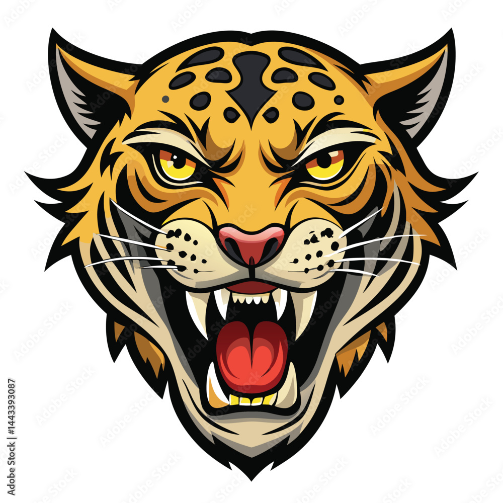 Fototapeta premium Angry Leopard Head Illustration