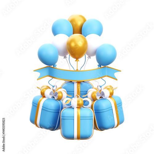 Gift Box Ballons 3d Icon
