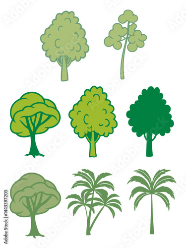 Green Forest Nature, Forest Tree Set
