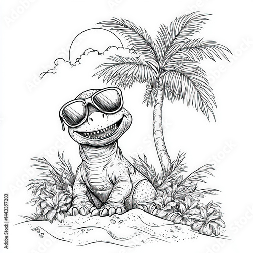 A dinosaur wearing sunglass...