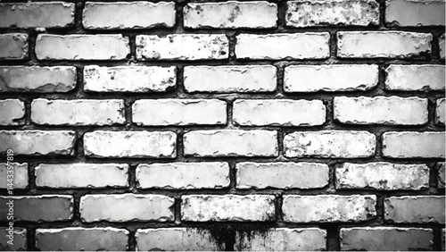 Black and white tone Brick wall background. A black and white brick wall texture with a grungy, distressed look. 