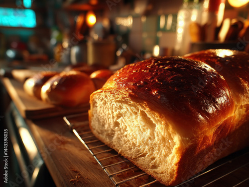 A loaf of yellow bread with...