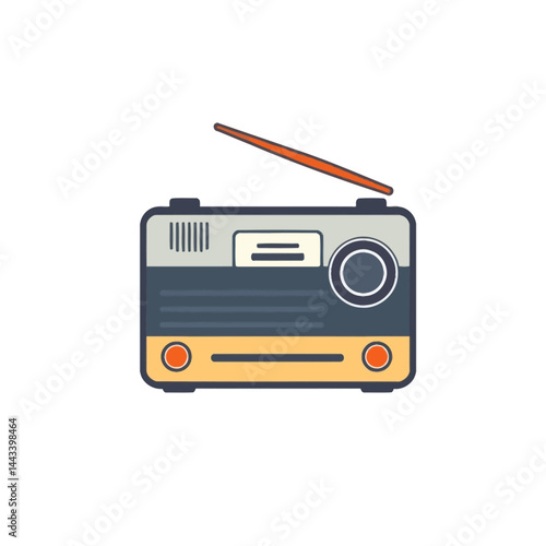 Vintage radio vector illustration retro radio receiver antique radio broadcasting device media player design 