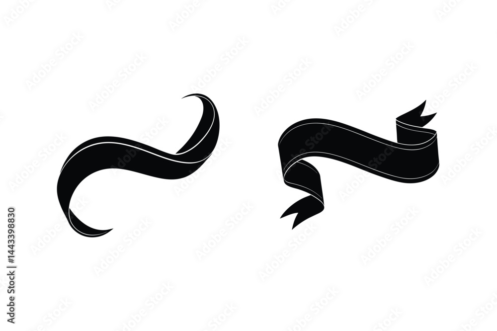 Black Ribbon Banner Vector Designs Elements Graphic Resource Template Collection Isolated Black Ribbon Banner Vector Designs Elements Graphic Resource Template Collection Isolated