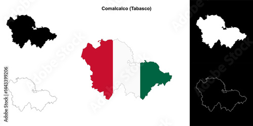 Comalcalco municipality (Tabasco) outline map set