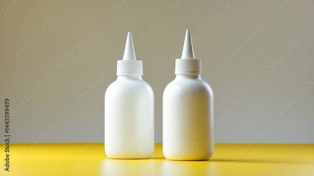 Medical drop bottles positioned in front of a backdrop. Medical drop bottles positioned in front of a backdrop.
