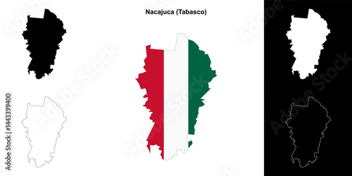 Nacajuca municipality (Tabasco) outline map set