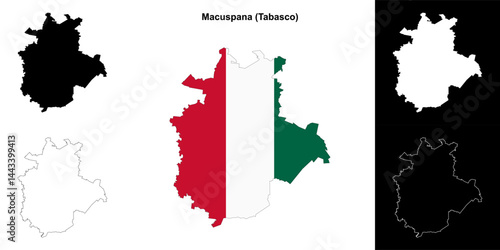 Macuspana municipality (Tabasco) outline map set