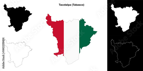 Tacotalpa municipality (Tabasco) outline map set
