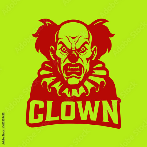 Scary Clown Head Mascot Vector Illustration