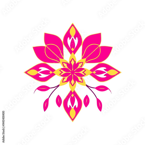 Vector flower design graphic art illustration floral pattern pink yellow petals blossom bloom nature 
