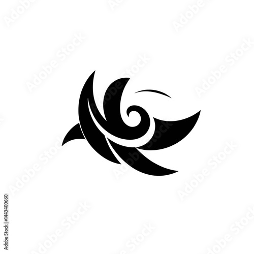 Abstract tribal tattoo design vector illustration black and white graphic art swirl pattern shape element icon