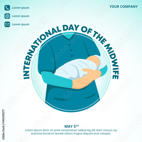 International Day Of The Midwife design with a midwife holding a baby