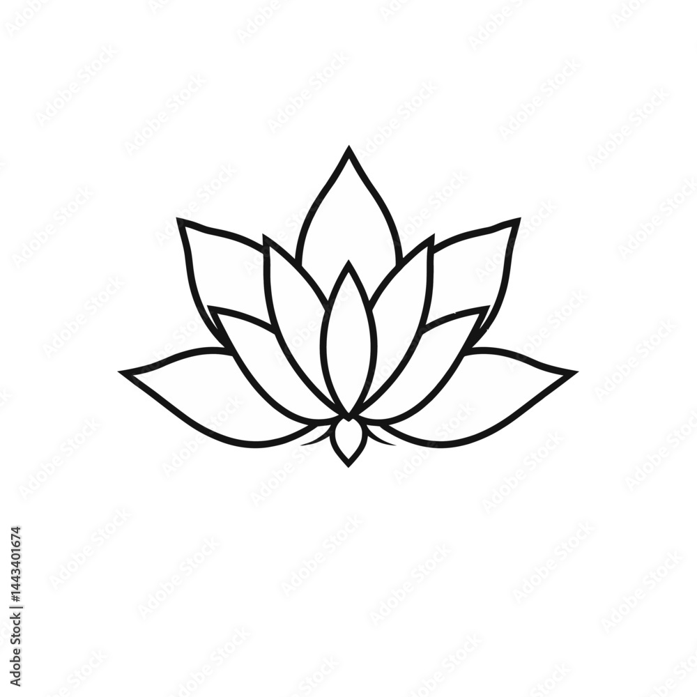 Lotus flower vector graphic design element for logo yoga meditation spa or beauty minimal outline Lotus flower vector graphic design element for logo yoga meditation spa or beauty minimal outline