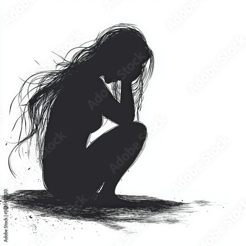 depressed silhouette , blac...