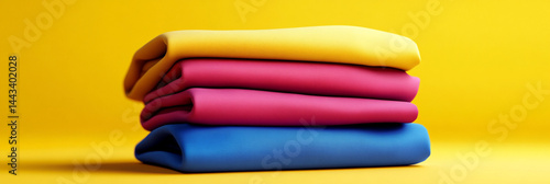 Wallpaper Mural Stacked Colorful Fabric  Textile  Clothing  Yellow Background Torontodigital.ca