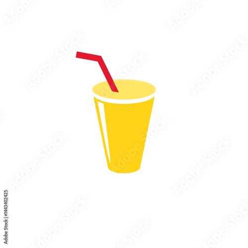 Yellow drink with straw illustration vector graphic design fresh juice beverage lemonade refreshment summer 