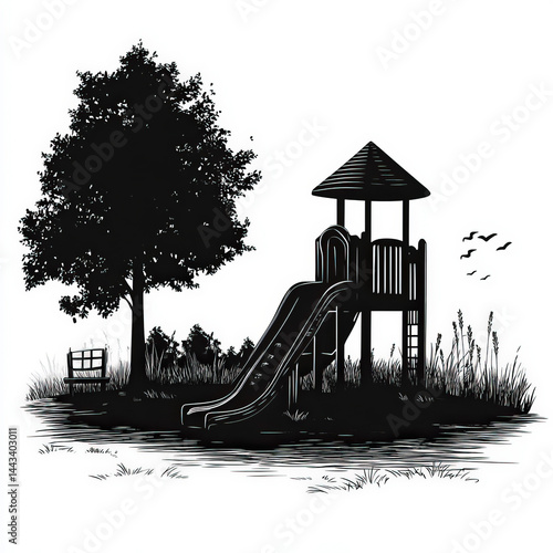 playground silhouette , bla...