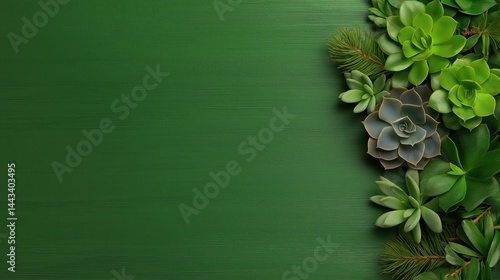 Creative pop art style background featuring green and blue succulent plants for promoting sustainable living