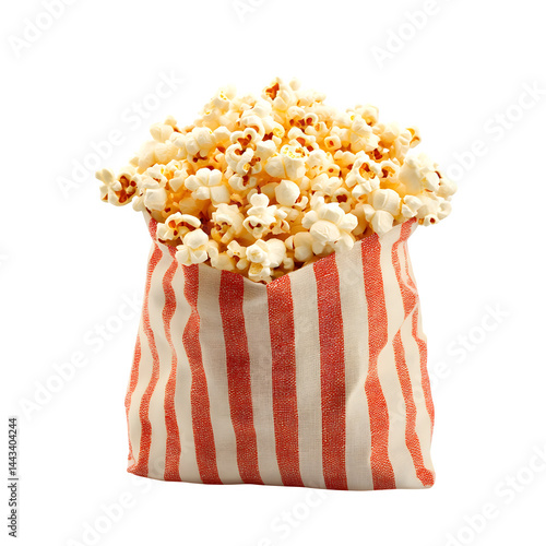 Bag of buttered popcorn isolated on white background