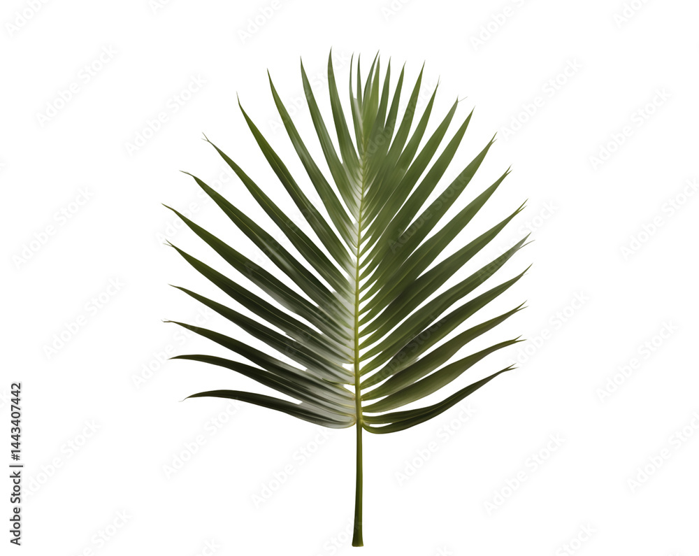 Fototapeta premium Elegant isolated areca palm leaf showcasing its delicate narrow tips against a stark field ideal for botanical studies and minimalistic designs